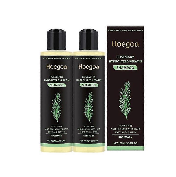 Sampon de par cu rozmarin, Hoegoa set de 2 sticle, extracte din plante pentru ingrijirea parului, controlul uleiului si volum.