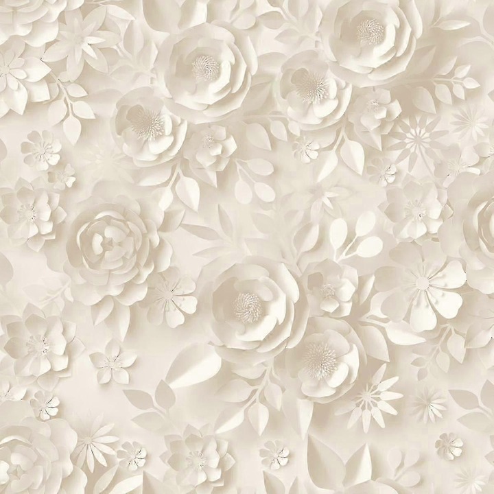 Tapet floral 3D My Kingdom, crem, 10.05m x 53cm, usor de aplicat