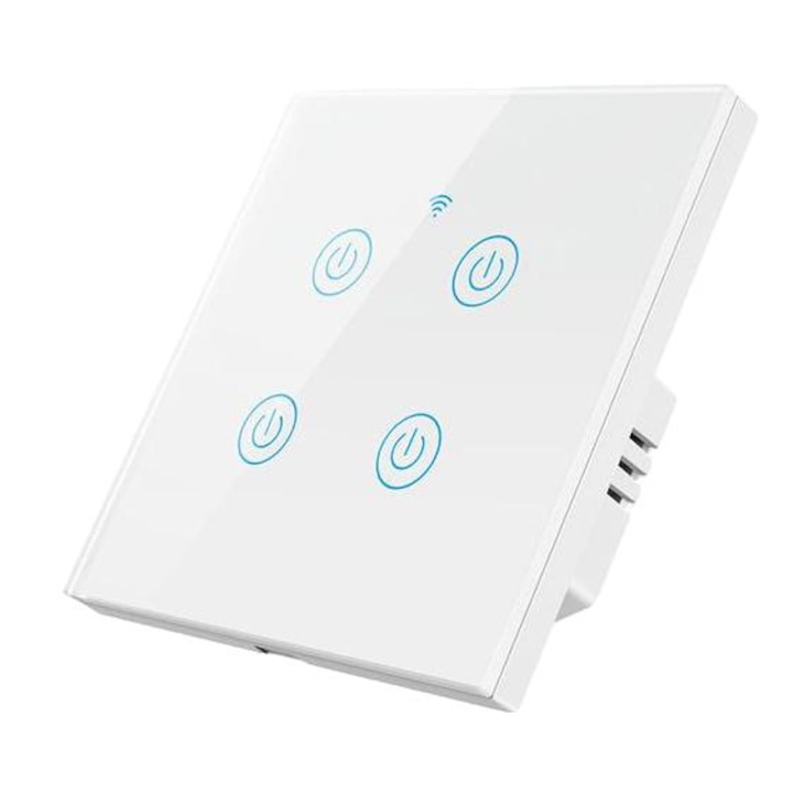 Intelligens Kapcsoló, SDLOGAL, 4 Csatornás, Wifi, Fehér