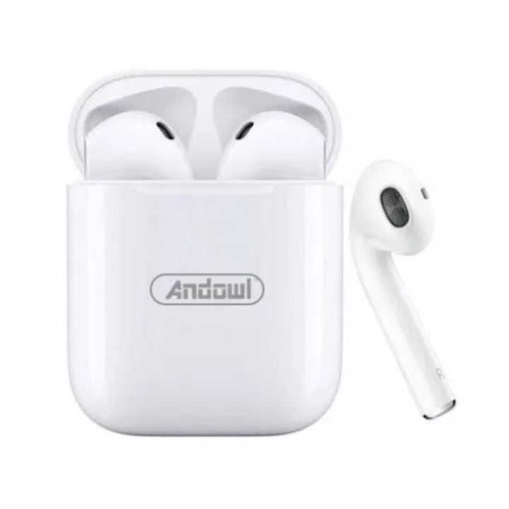 Vezeték nélküli fülhallgató “Andowl” BQS12, TWS, Bluetooth 5.0, Mikrofon, Fehér