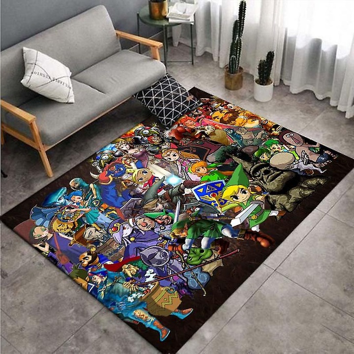 Covor decorativ, 40x60cm, material fleece, antiderapant, pentru interior, multicolor