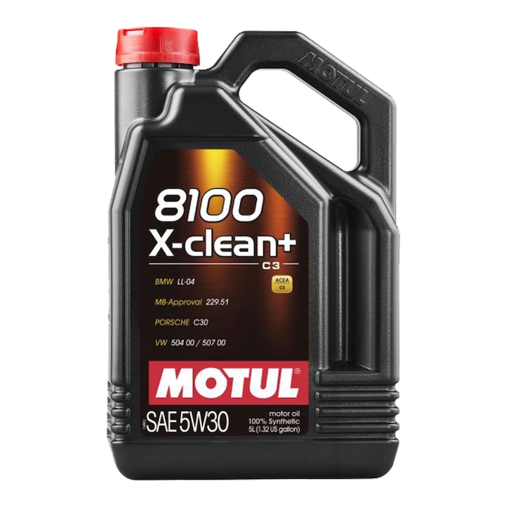 Ulei Motul 8100 X-Clean+ 5W30 5 litri – Performanta premium pentru motoare BMW, VW, Mercedes si Porsche