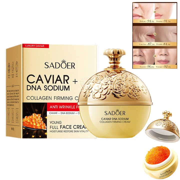 Crema Luxoasa Antirid cu Caviar si Sodiu DNA – Restabileste Tineretea Pielii si Intarzie Semnele Imbatranirii, Hydrateaza profund, intareste pielea si reduce ridurile, 30g