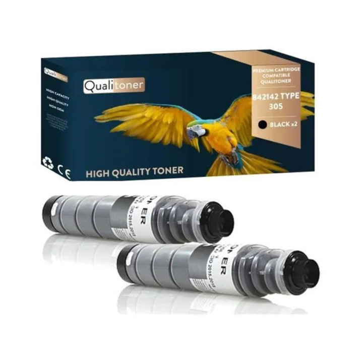 QUALITONER - Toner x2 842142 842347 TYPE 305 Fekete, kompatibilis a Lanier MP 305 SPF, Ricoh Aficio MP 305 + SP 305 + SPF 305 sorozattal