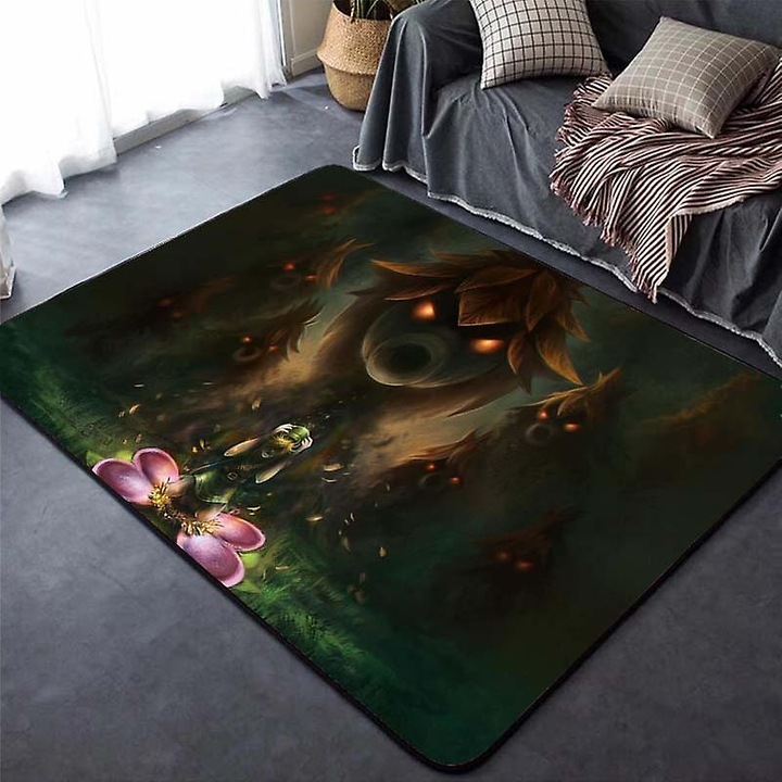 Covor decorativ, 100x150cm, material fleece, antiderapant, pentru interior, multicolor