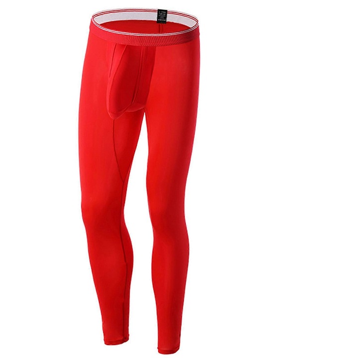 Pantaloni sport barbati, colanti, rosu, material usor, uscare rapida, set 1 buc