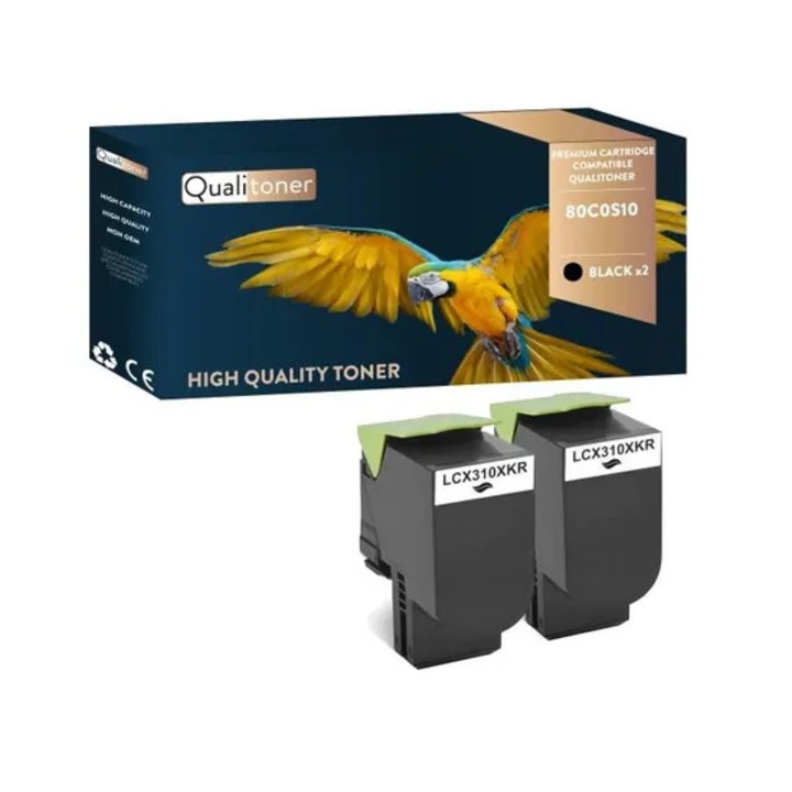 QUALITONER - x2 Toner - 80C0S10 Fekete - Kompatibilis a Lexmark CX310 CX310dn CX310n CX410 CX410de CX410dte CX410e CX510 CX510de nyomtatókkal