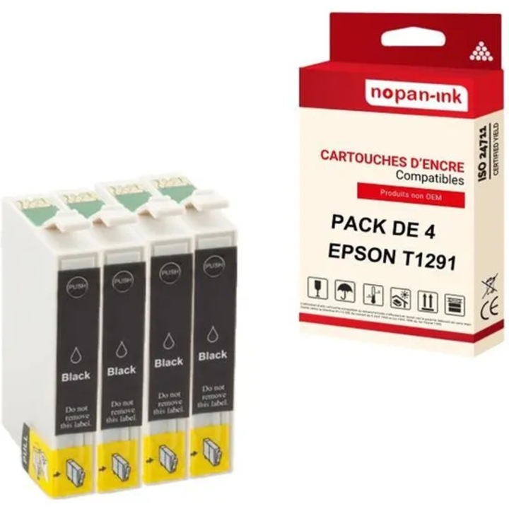 NOPAN-INK - x4 EPSON T1291 XL tintapatron, kompatibilis Epson Stylus Office BX 305 F, BX 305 FW, BX 525 WD - Stylus SX 230, 235 W, 420