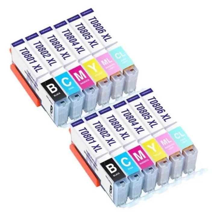 TONERMEDIA - x12 Epson T0807 patronok, kompatibilisek a Stylus Photo PX650 PX700 PX720 PX800 PX820 PX830 R285 R360 RX560 RX585 nyomtatókkal