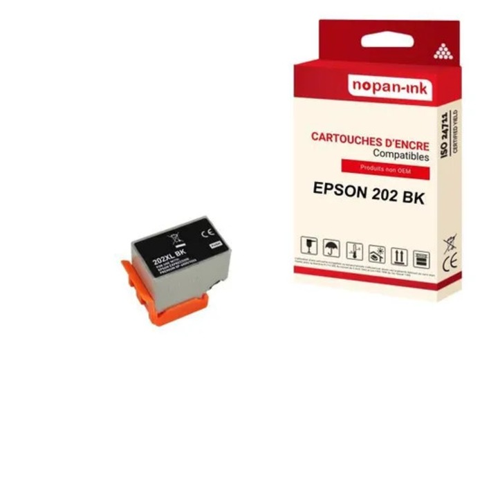 NOPAN-INK - x1 EPSON 202BK XL tintapatron, kompatibilis az Epson Expression Premium XP-6000, XP-6005, XP-6100, XP-6100 sorozatú és XP-6105 nyomtatókkal