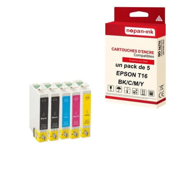 NOPAN-INK - x5 EPSON T1631 XL patron (x2) + T1632 XL + T1633 XL + T1634 XL kompatibilis Epson Workforce WorkForce WF-2010 W, Wor