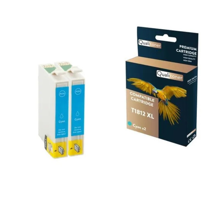 QUALITONER - 2 kompatibilis patron EPSON T1812 XL T1812XL ciánkék (százszorszép) Epson Expression Home XP-215 XP-215 XP-215 készülékhez
