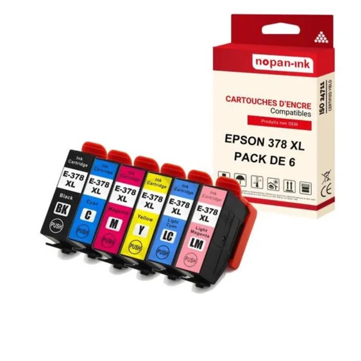 NOPAN-INK - x6 Patronok EPSON 378XL - 378 XL kompatibilis Epson Expression Photo HD XP-15000, XP-8000, XP-8005, XP-8500