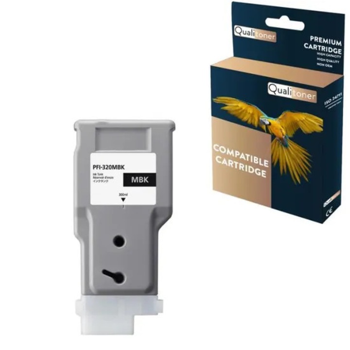 QUALITONER - x1 Kompatibilis patronok PFI-320MBK (PFI320) 2889C001 az imagePROGRAF TM-200 TM-200 MFP L24ei TM-205 TM-205 MFP-hez