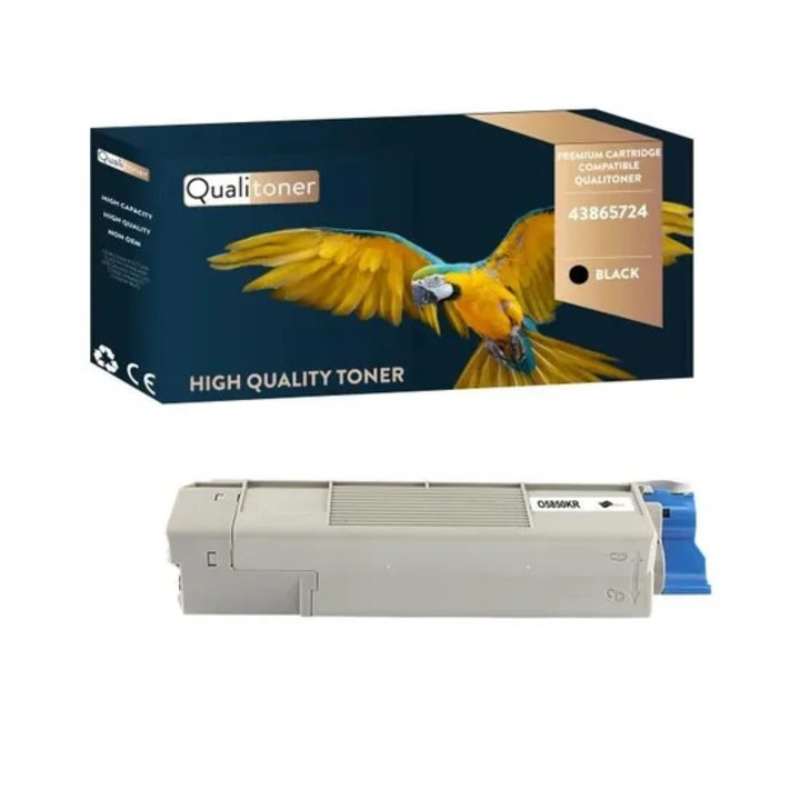 QUALITONER - x1 Toner - 43865724 Noir - Kompatibilis az OKI C 5850, OKI C 5850 DN, OKI C 5850 N, OKI C 5850 sorozat, OKI C 5950, OKI C nyomtatókkal