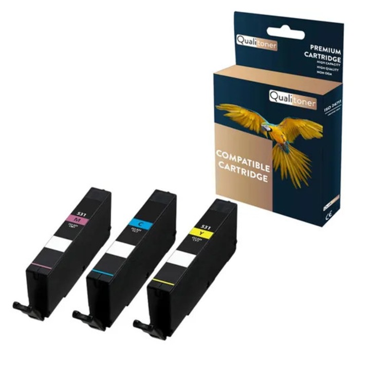Kompatibilis patron CANON CLI531 CLI 531 többszínű x 3 - QUALITONER Pixma TS 8750, Pixma TS 8751 készülékekhez