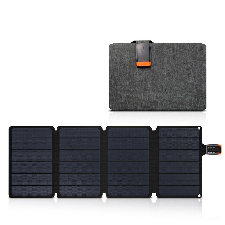 Преносим слънчев панел 36W, сгъваем и водоустойчив, с USB-C PD 3.0 за бързо зареждане 5V/9V/12V, идеален за къмпинг, туризъм, телефон, таблет, лаптоп, външна батерия