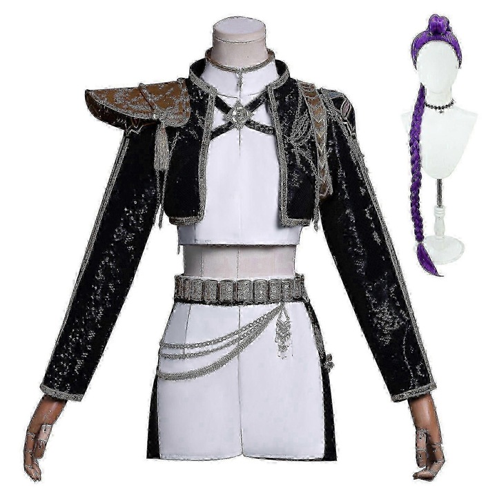 Costum de Halloween KPop Demon Hunters, set cu peruca, polyester, multicolor, pentru adulti