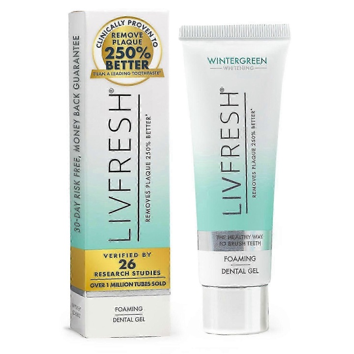 Livfresh fogkrém, 50g, hatékony lepedékeltávolítás, friss menta íz