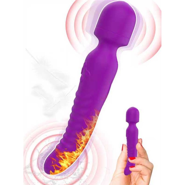 Set vibrator pentru punctul G, vibrator, jucarie sexuala feminina, dildo stimulator clitoridian cu 7 moduri de vibratie, incalzitor impermeabil, masaj, adult, placere feminina, jucarie sexuala pentru cupluri, incalzibil, reincarcabil