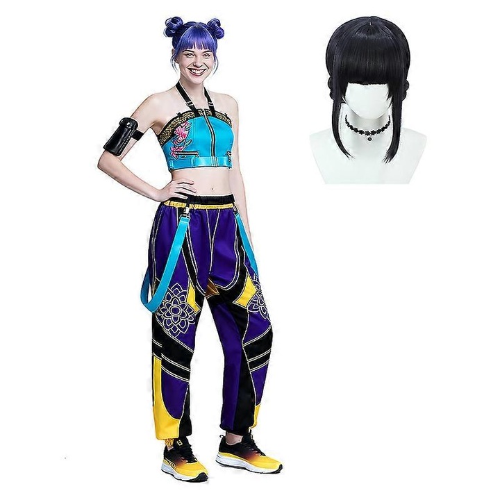 Costum Anime Demon Hunters Zoey cu peruca, set complet, XXL, multicolor