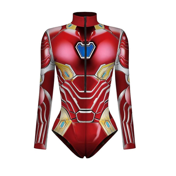 Costum de Supererou pentru Femei, Captain Marvel, Spider-Man, Iron Man, Maneci Lungi, Multicolor