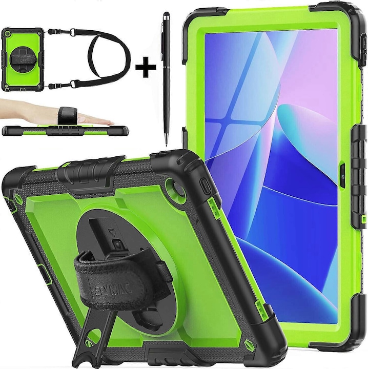 Husa pentru tableta Lenovo Tab M10 Plus 3rd Generation 10.6 Inch 2022, protectie socuri, suport rotativ 360°, cu protectie ecran, verde