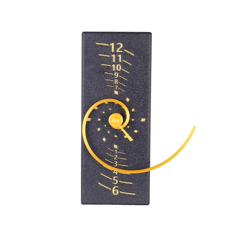 Ceas decorativ Spirals Fibonaccis, negru si auriu, 17.5x7x2cm, set 1 buc.