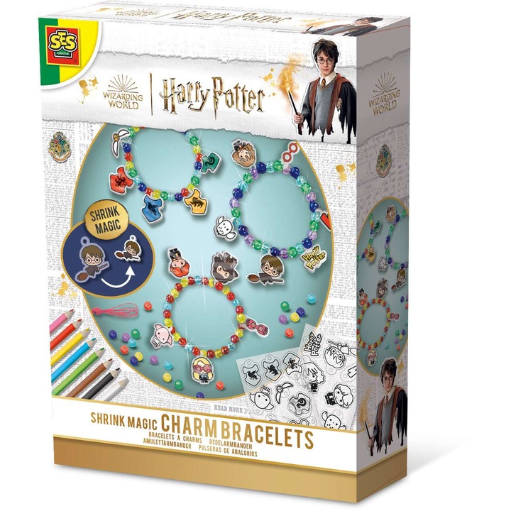 Set creatie SES Creative - Bratari cu pandantive magice, Harry Potter