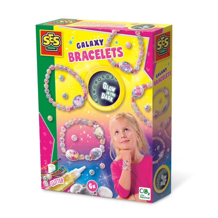 Set creatie SES Creative - Bratari Galaxie, Stralucesc in intuneric