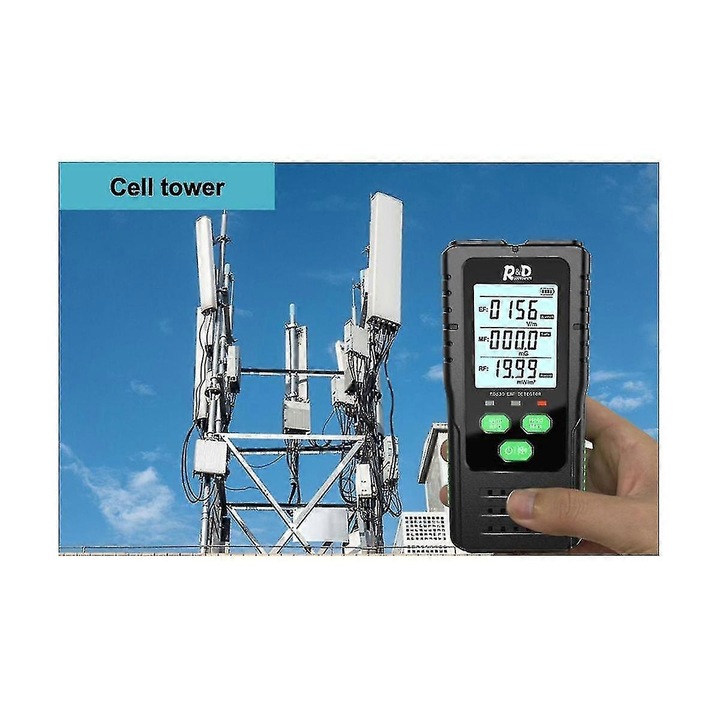 Detector electromagnetic 3 in 1, multifunctional, masurare camp electric, camp magnetic, frecventa radio, negru, 147x68.5x28mm