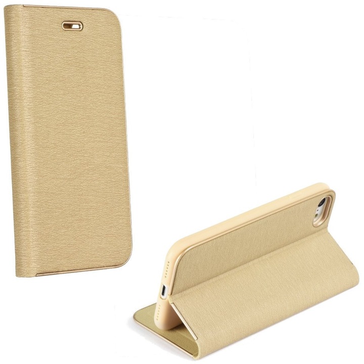 Husă de telefon Tokgalaxis compatibilă Samsung Galaxy S25 FE SM-S731 compatibil, Toc cu deschidere laterală, stand, Luna Book, auriu