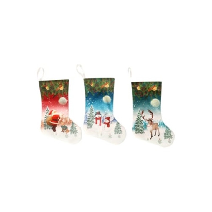 Ciorap de Craciun imprimat, figurine si decoratiuni Craciun, set