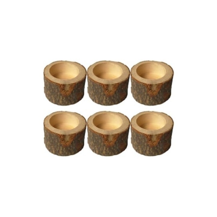 Set 6 Suporturi Lumanari din Lemn