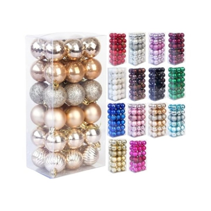 Globuri de Craciun, set, decoratiuni shatterproof, multicolor, 6cm