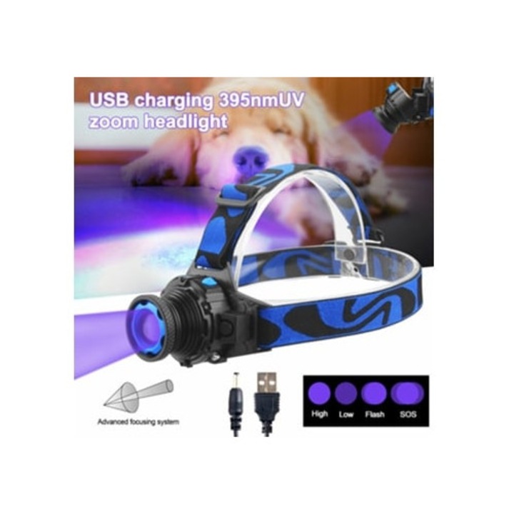 Lanterna USB 395nm cu zoom si lumina neagra, set