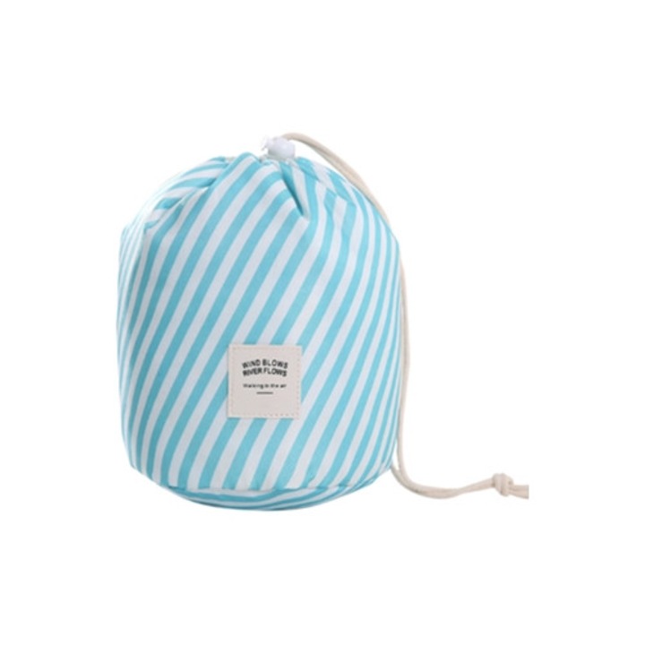 Portfard cilindric multifunctional cu sfori, dungi albastre, set