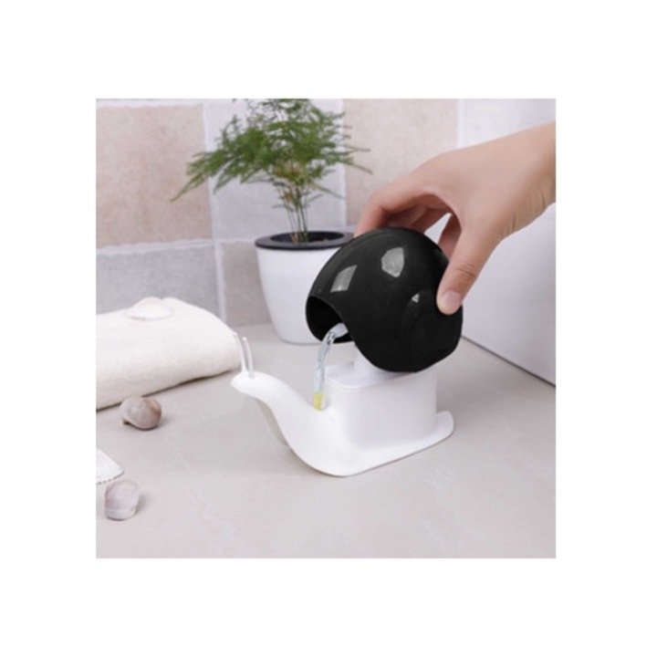 Dispenser lichid pentru sapun, forma de melc, negru, decor baie