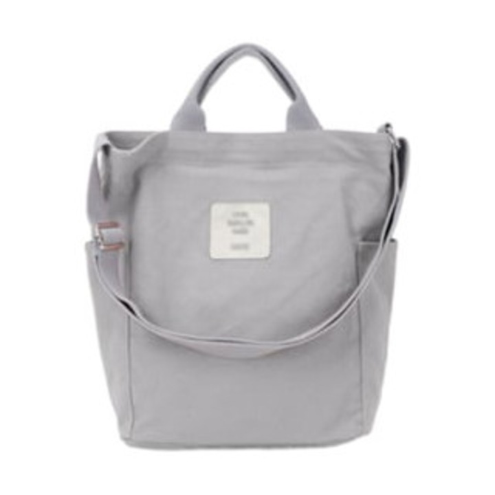 Vászon táska nőknek, Lazer modell, szürke, bevásárláshoz és munkához