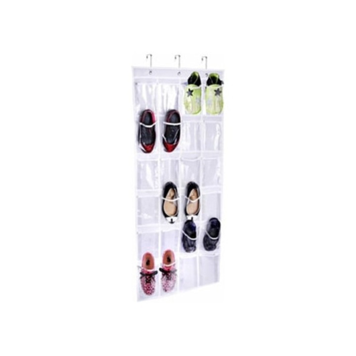 Organizator de incaltaminte de usa, 24 buzunare mari din plasa, set