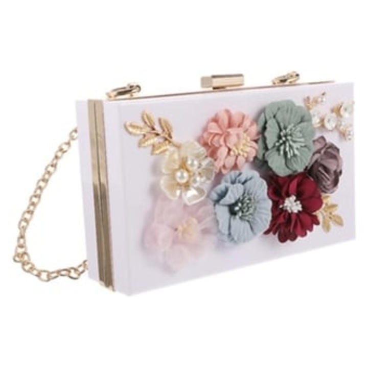 Virágos estélyi táska, 1 db-os szett, méretek meghatározatlanok