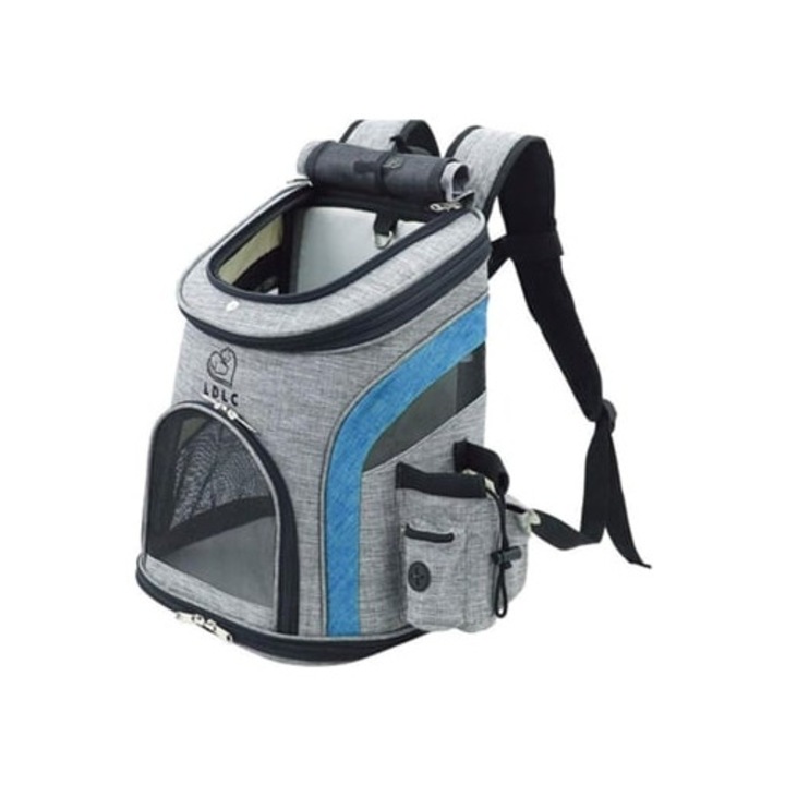 Geanta de transport pentru pisici mari si caini mici, albastra, marimea M, set.