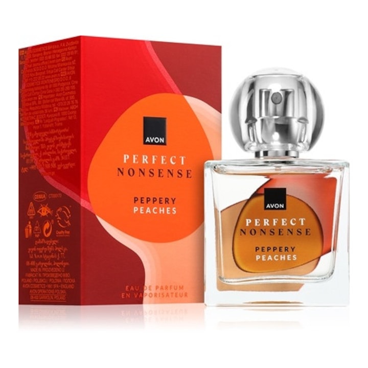 Avon Perfect Nonsense Peppery Peaches 50 ml parfümvíz – virágos-gyümölcsös nőknek, bársonyos barack, rózsabors, rózsa és tonkabab jegyekkel