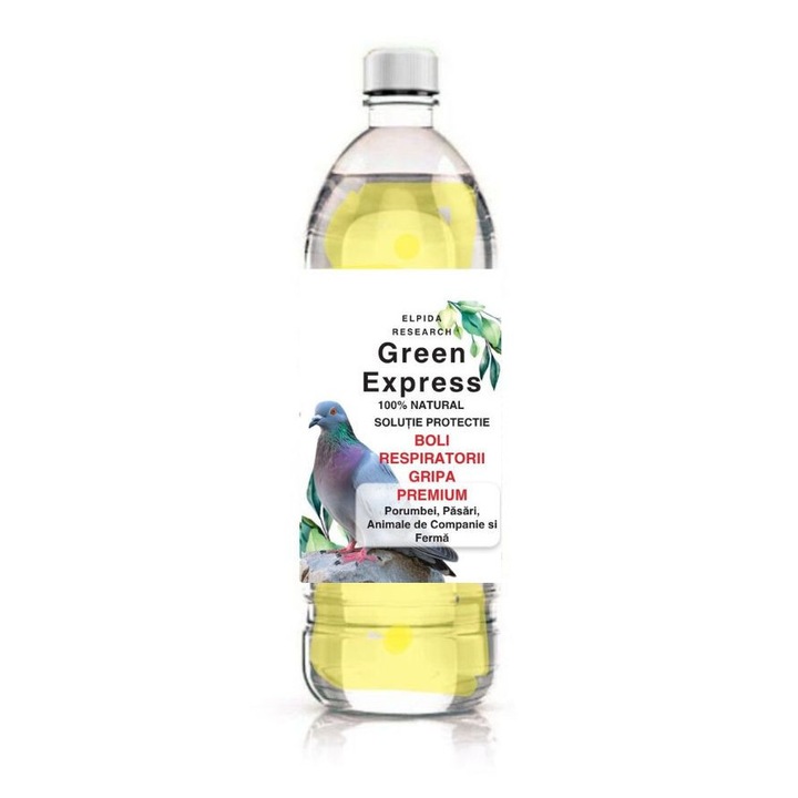 Supliment nutritiv Green Express pentru protectia in Boli Respiratorii, Gripa Premium, 0.1 L, galben-maro deschis, pentru animale de companie si ferma