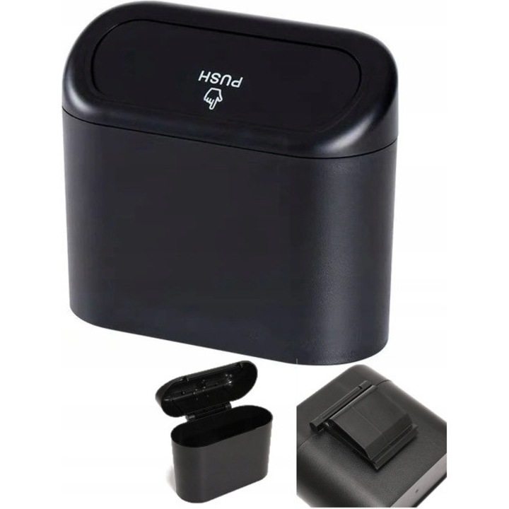 Cos de gunoi auto KZ, plastic, 14x15,5x6,5cm, usor de utilizat