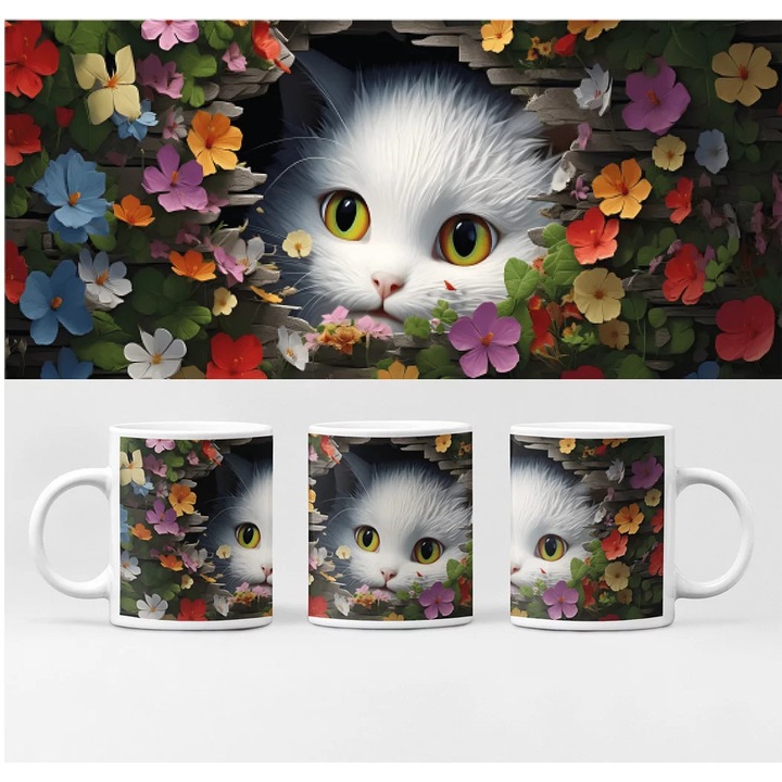 Cană D&B Pisică 300 ml Alb