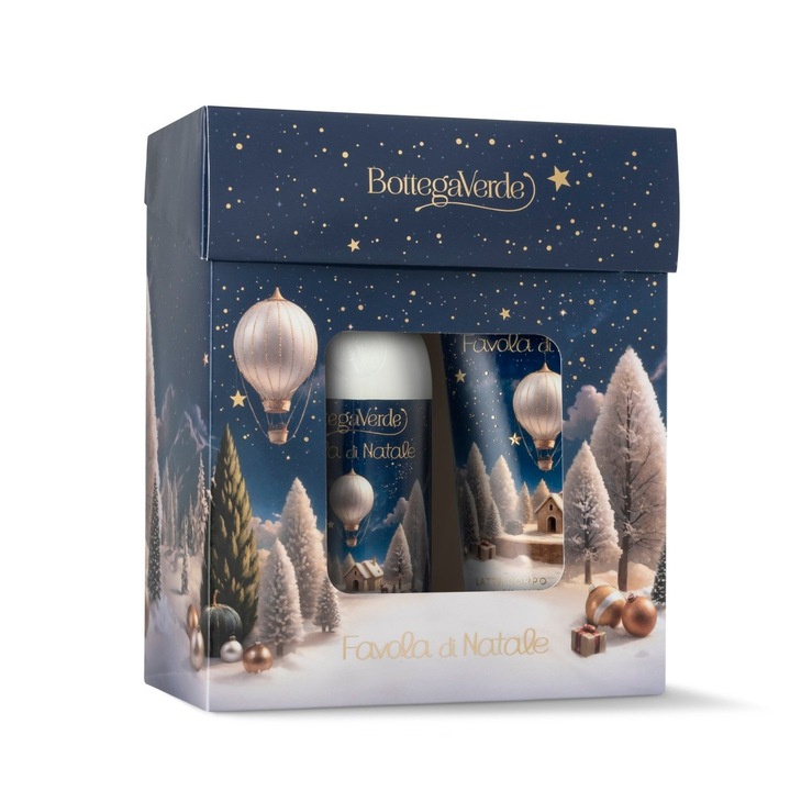 Testápoló szett, tusfürdő pézsma és fehér virág illattal - Favola di Natale, 250 ML, 150 ML
