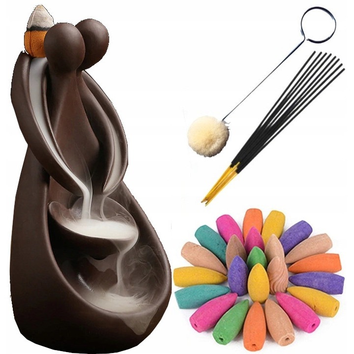 Kamerás illatosító készlet KZ, 1 füstölőtartóval, 20 visszafolyós füstölővel, 8 Krishan füstölővel, 13,8x7,2x6,9cm