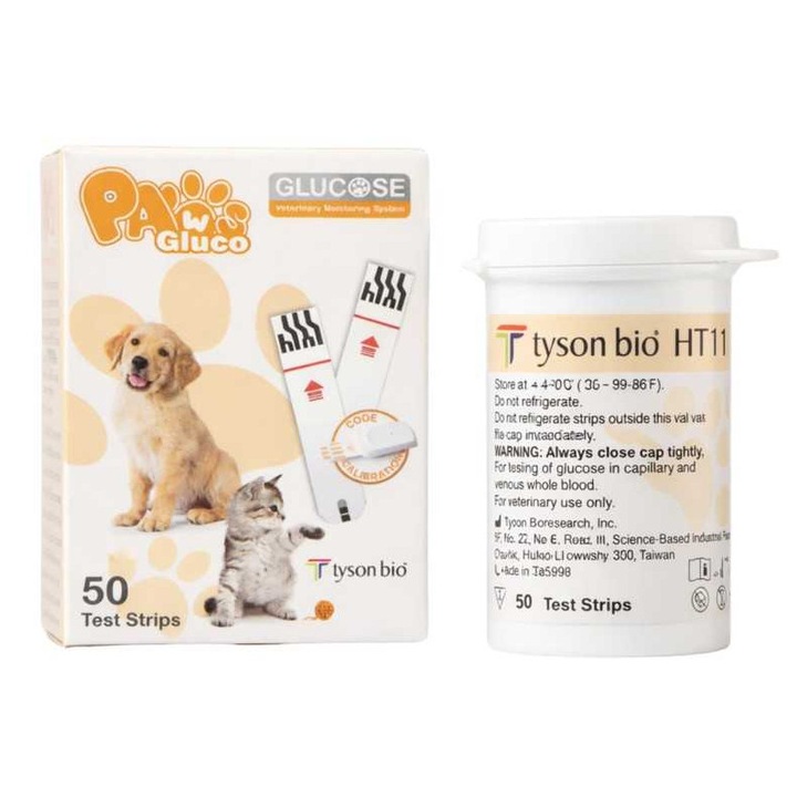 Teste Glucometru pentru caini si pisici, 50 buc, Tyson Bio