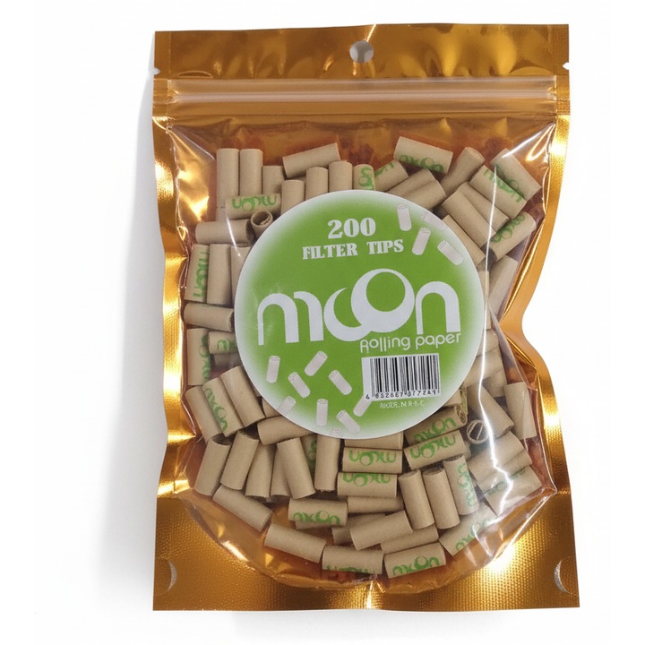 Tuburi tigari Moon, set 200 bucati, hartie kraft biodegradabila, 7x18mm, maro natur